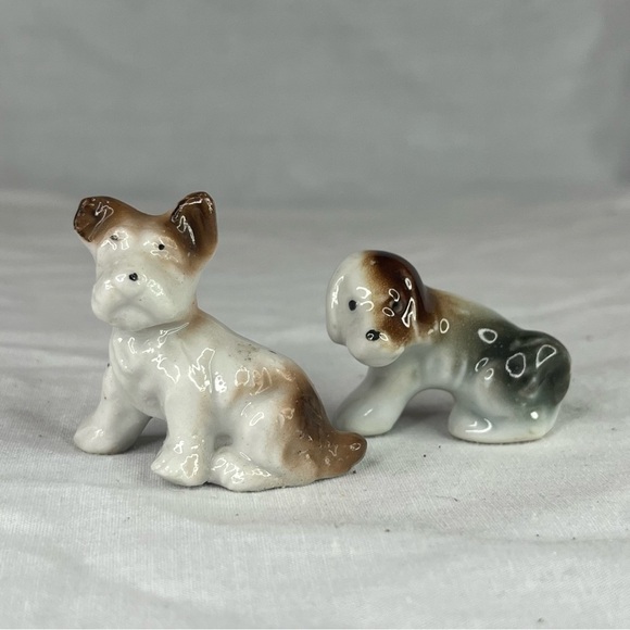 Jack Russell Terrier Puppy Dog Ceramic Mini Figurines Pair 1.5” Vintage Japan​ - Picture 5 of 5